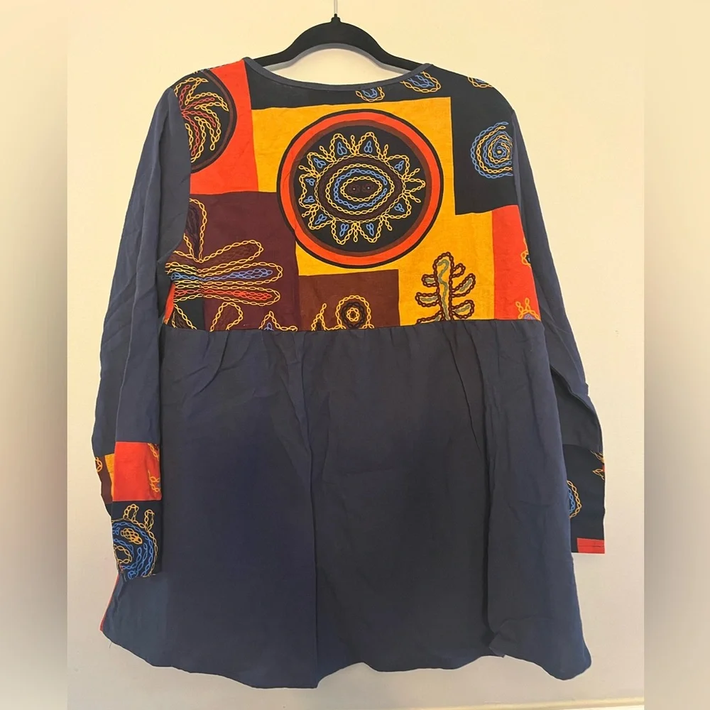 Oneine New Elegance Egyptian print Artsy Boho Top - Picture 2 of 5